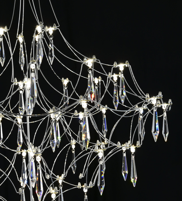 Подвесная люстра светодиодная с пультом и хрустальными подвесками Asfour MyFar MR2641-66P-76AP