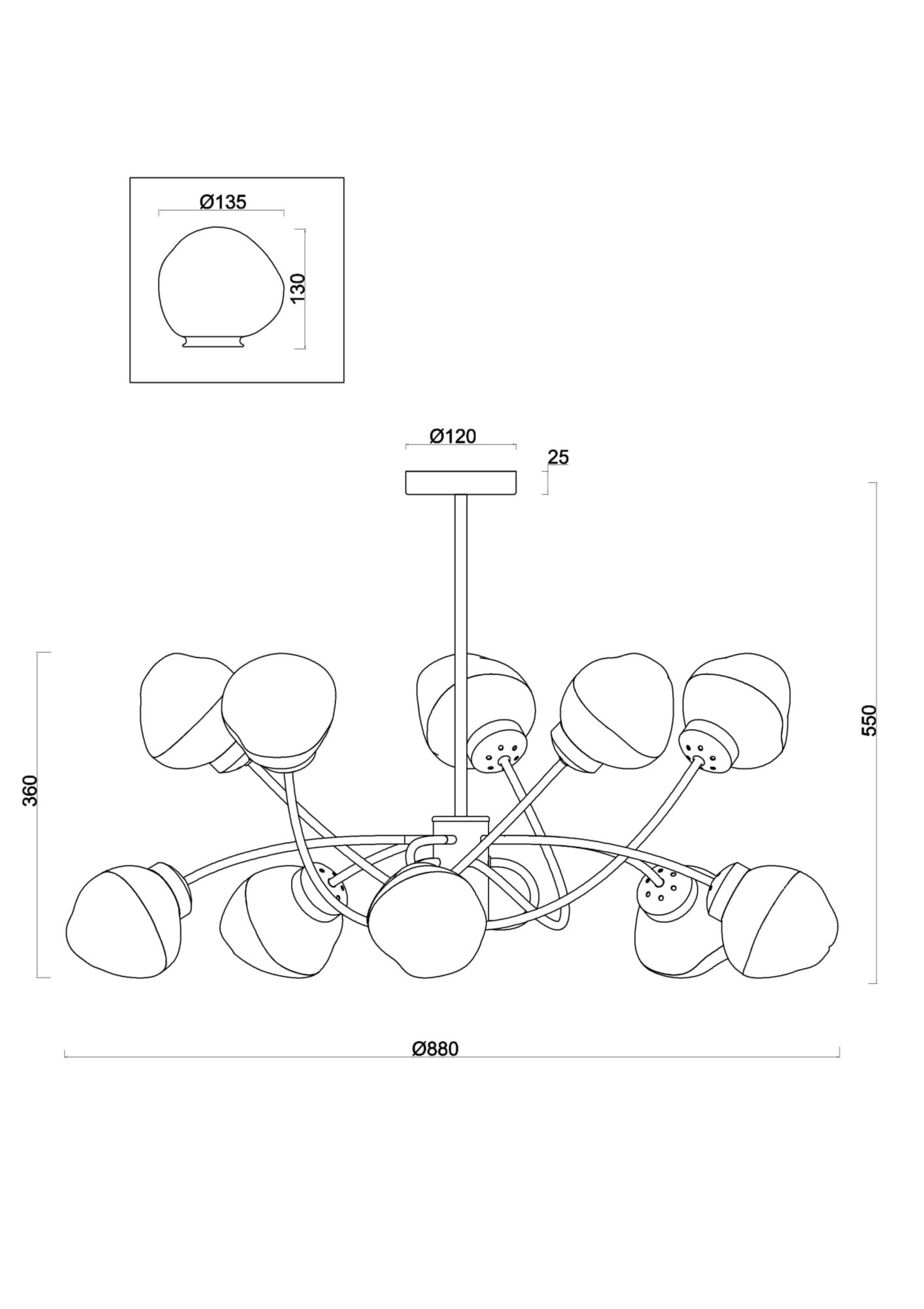 Люстра на штанге Freya Volani FR8017PL-10MG_MY