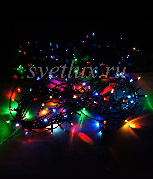

Гирлянда Нить 10м Разноцветная 24В, 100 LED, Провод Черный Силикон, IP54 05-033, 05-033