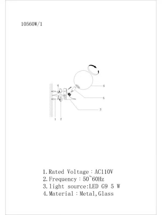 Настенный светильник ILamp GOLDEN 10560W/1 WH-GL_IP