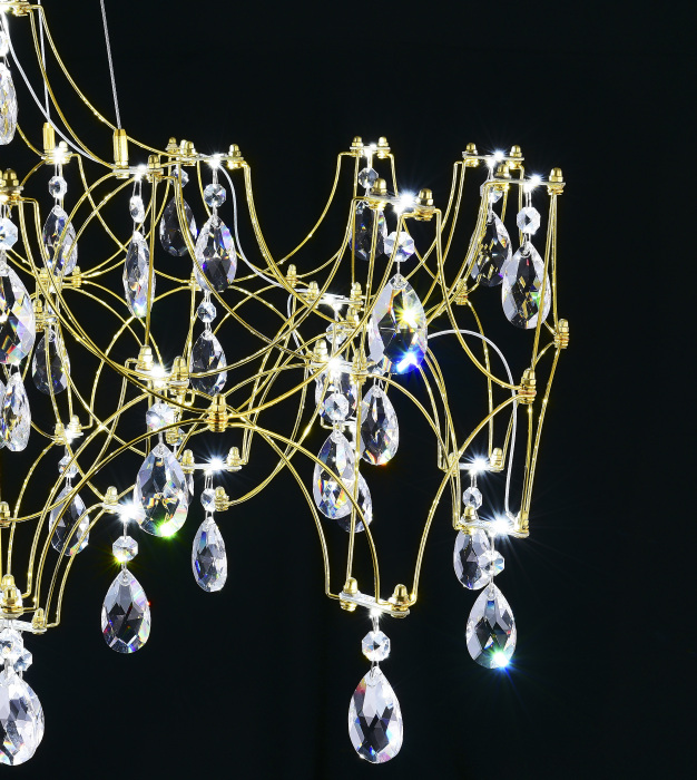 Подвесная люстра светодиодная с пультом и хрустальными подвесками Asfour MyFar MR2652-57P-50AD