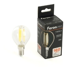 Лампа светодиодная филамент G45 шар 8W 175-265V E14 4000К Feron 51260_FR