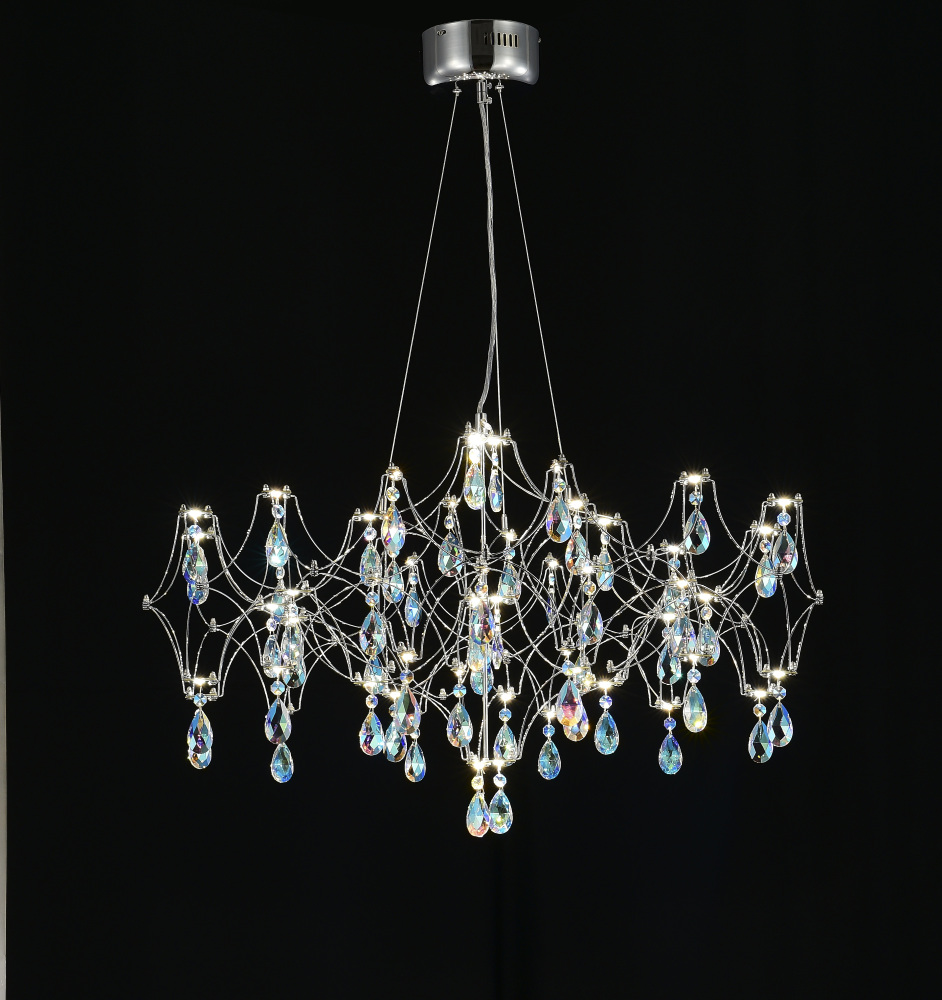 Подвесная люстра светодиодная с пультом и хрустальными подвесками K9 MyFar MR2651-57P-50CD