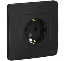 Розетка встраиваемая с заземлением (антрацит) Systeme Electric BLNRS001016