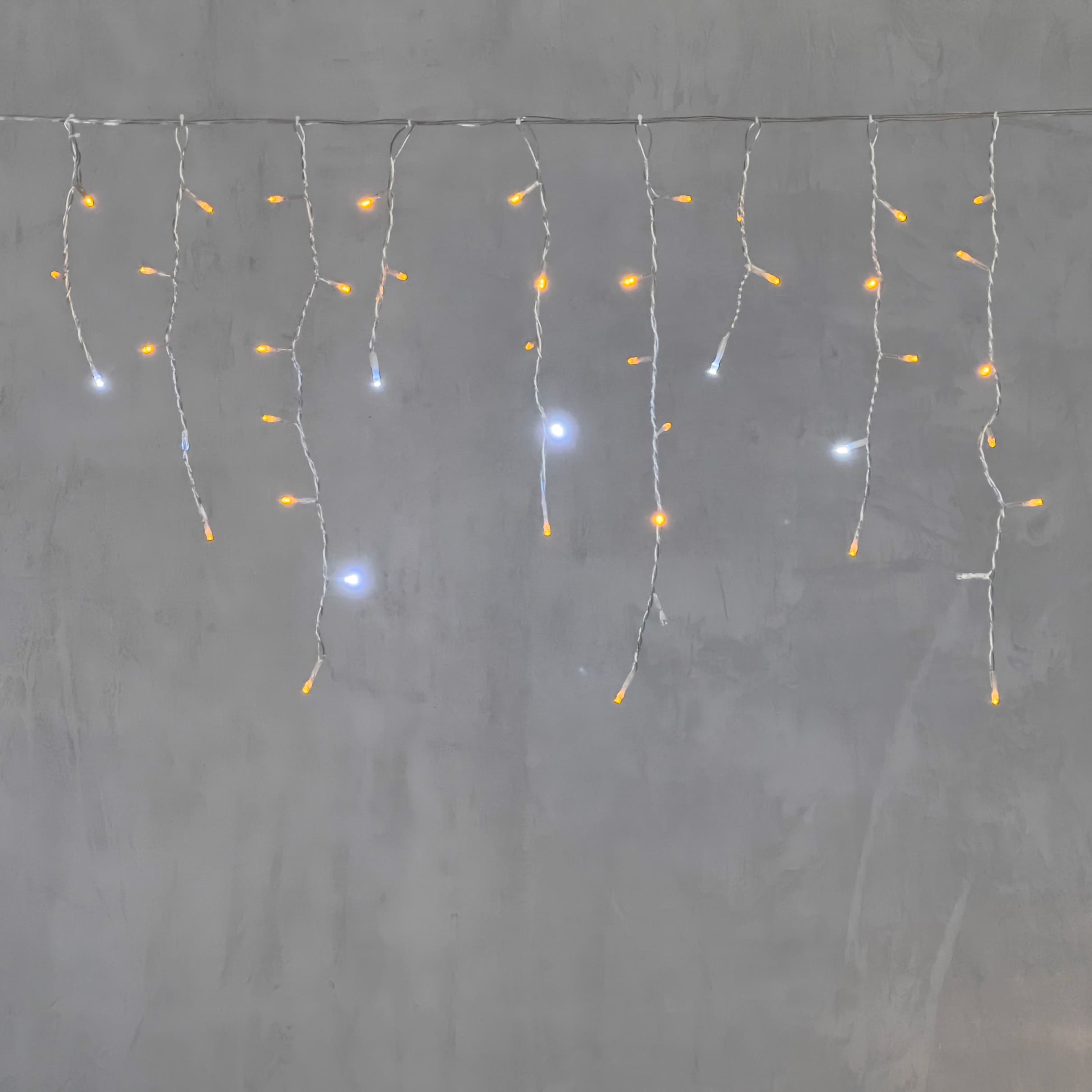 Гирлянда Бахрома 4,9 x 0,5 м Желтая с Мерцанием Белого Диода 220В, 240 LED, Провод Прозрачный ПВХ, IP54 PIL240BLW-10-2Y