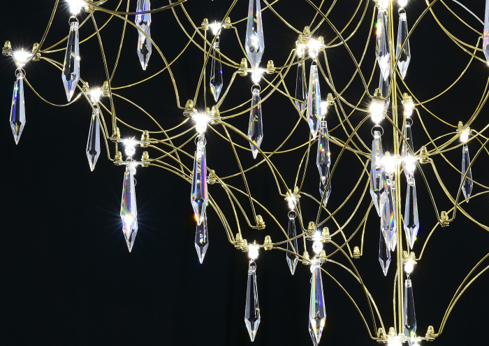 Подвесная люстра светодиодная с пультом и хрустальными подвесками Asfour MyFar MR2643-66P-76AP