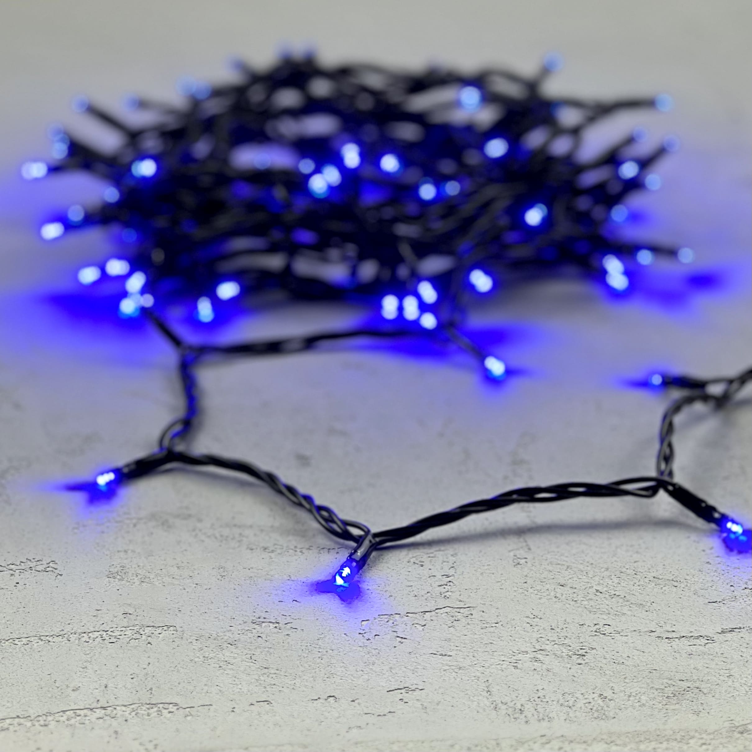 Гирлянда Нить 10м Синяя 24В, 100 LED, Провод Черный ПВХ, IP54 PST100-11-1B