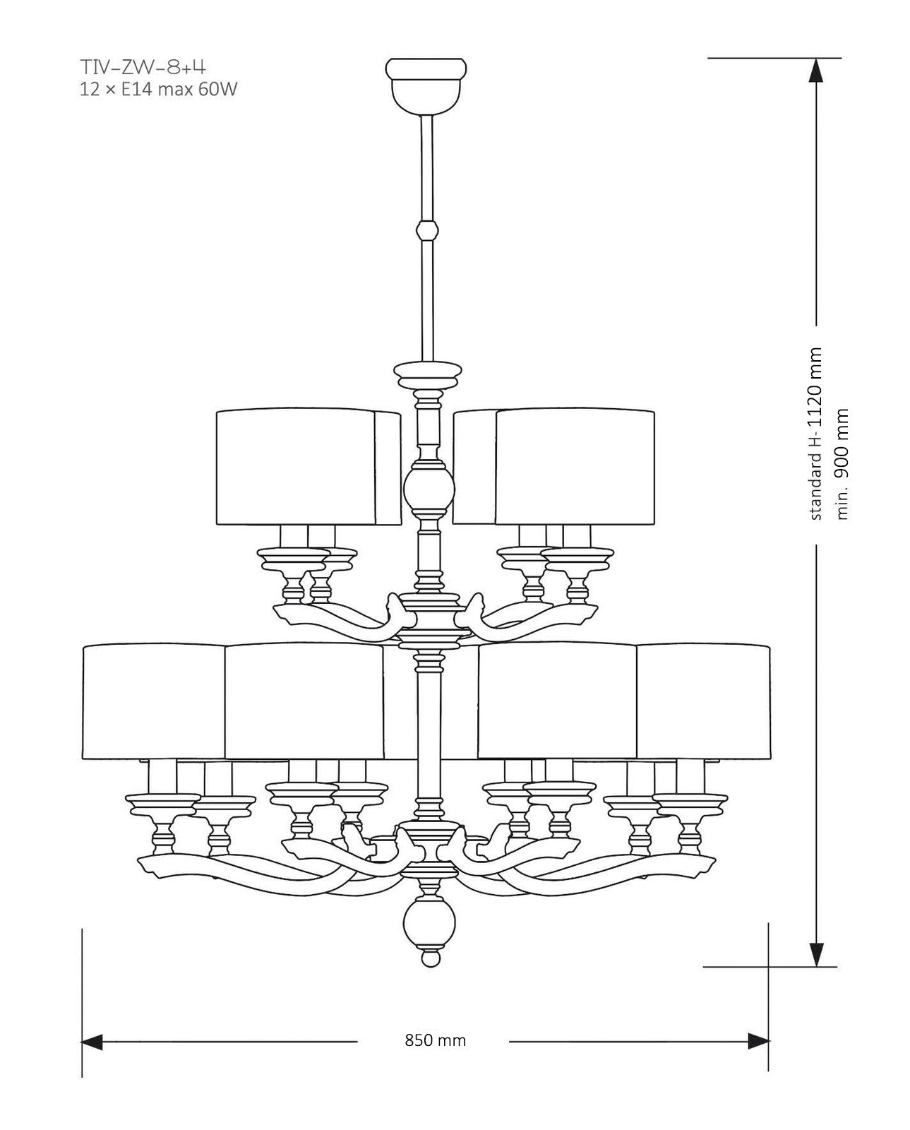 Подвесная люстра Kutek MOOD TIVOLI TIV-ZW-8+4(N)