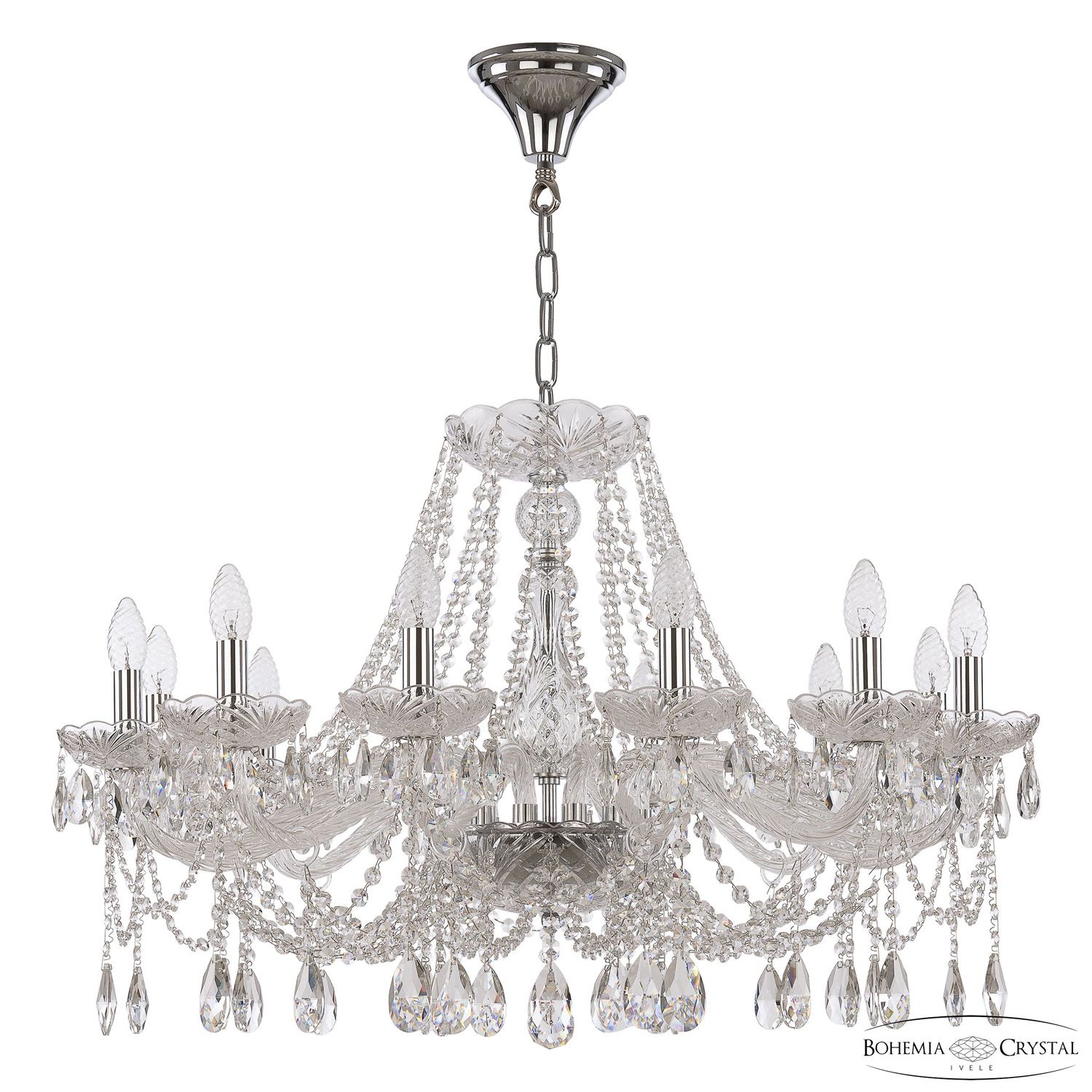 Хрустальная люстра Bohemia Ivele Crystal 107/12/300 Ni_BI