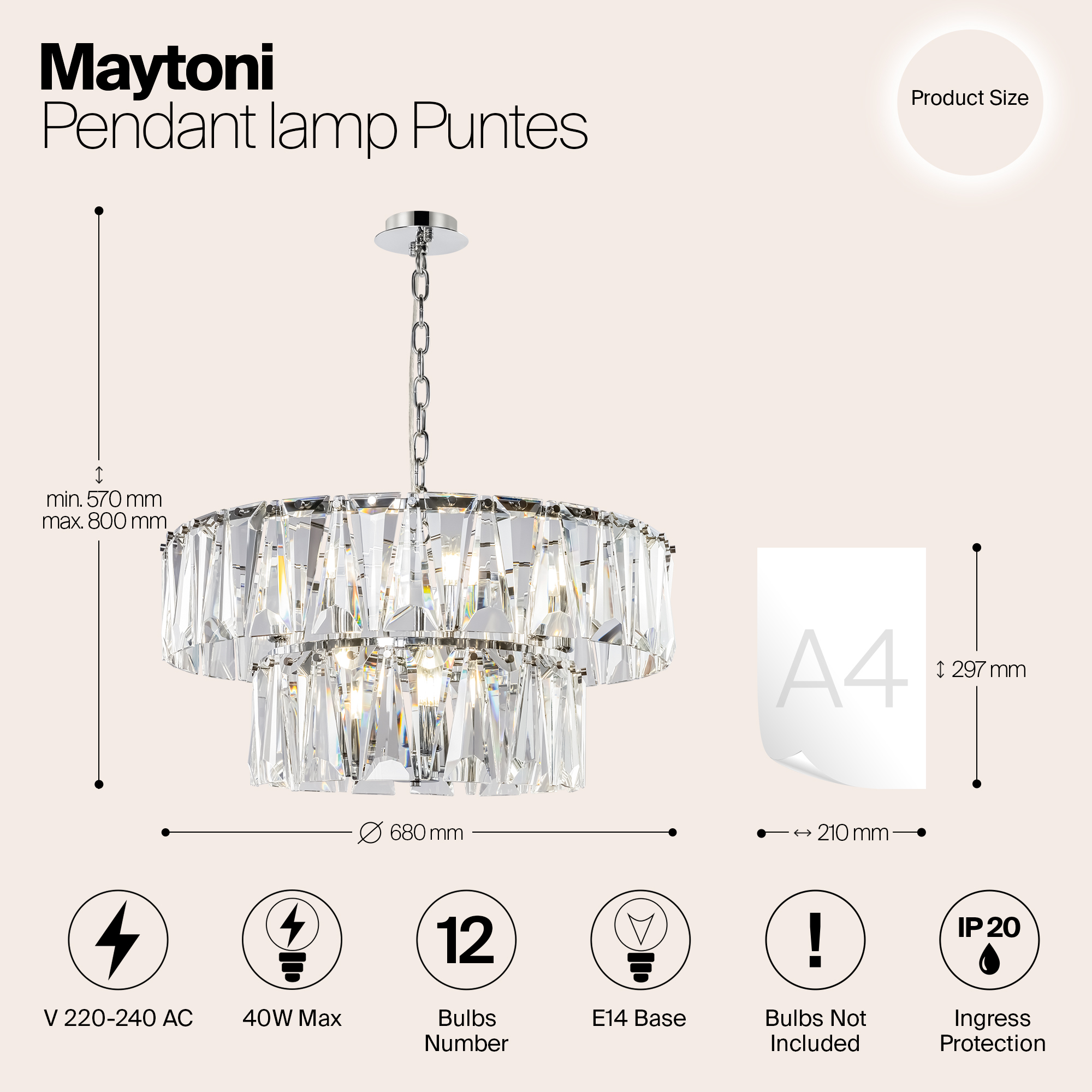 Подвесная люстра Maytoni Puntes MOD043PL-12CH_MY