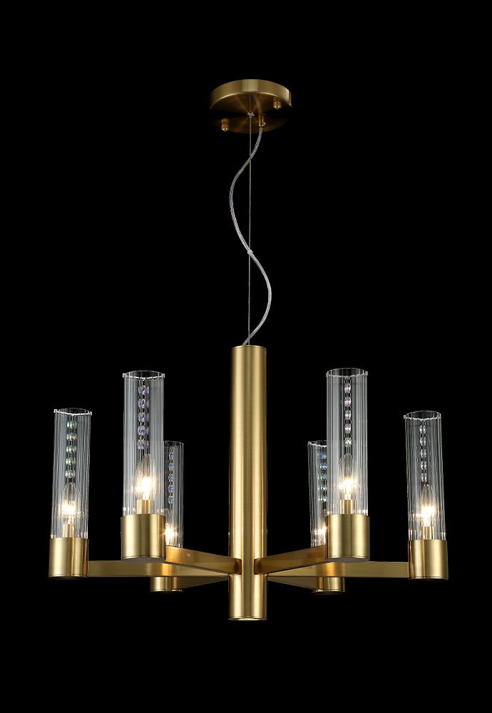 Подвесная люстра Crystallux OTONO OTONO SP6+1 BRASS/TRANSPARENTE_CR