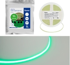 Светодиодная COB лента 400SMD(2110)/ 7Вт/м 12V зеленый Feron 48951_FR