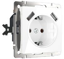 Розетка с заземлением, шторками и USBх2 Werkel WL01-SKGS-USBx2-IP20 a051141_WR