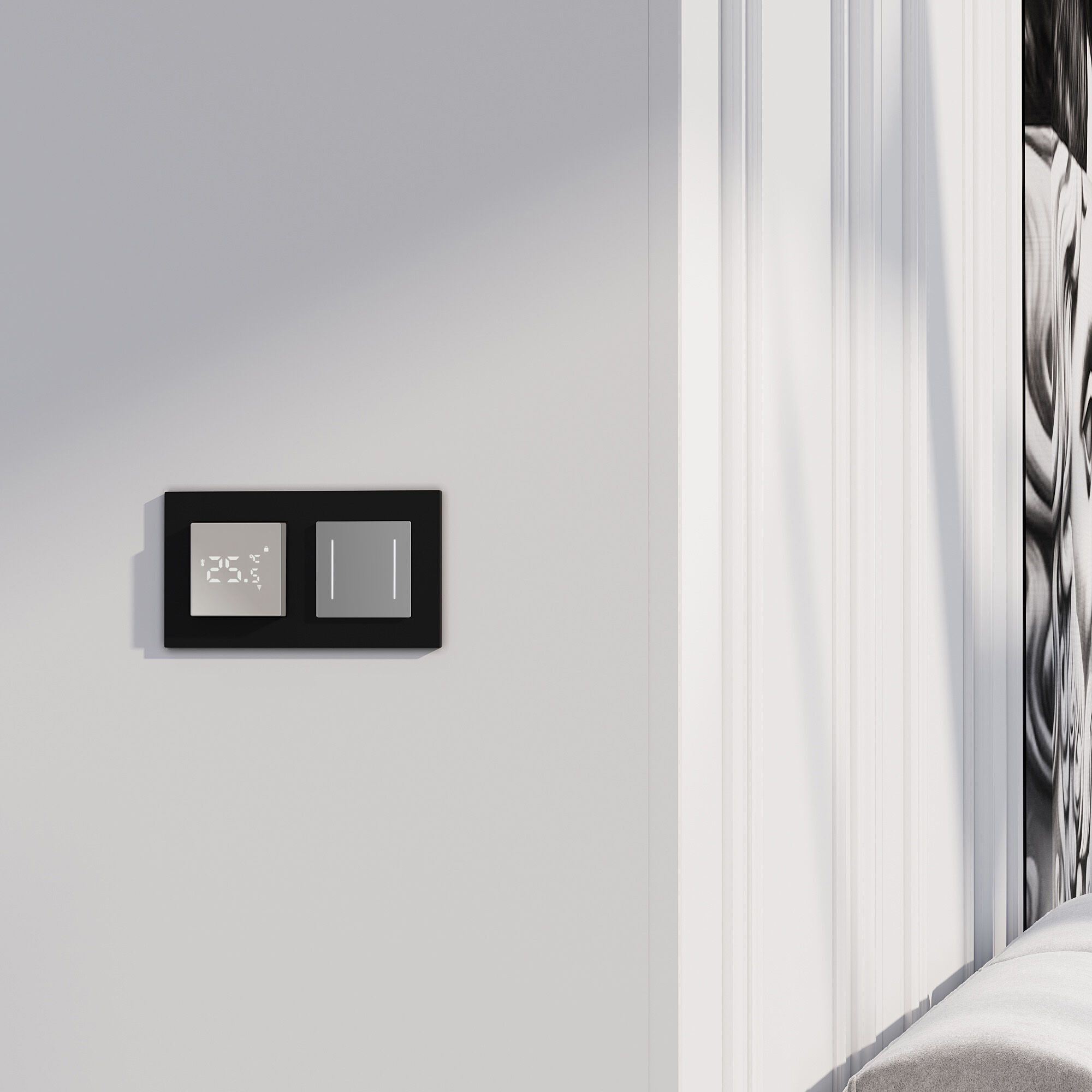 Сенсорный выключатель двухклавишный с подсветкой (серебряный) Werkel a063600_WR