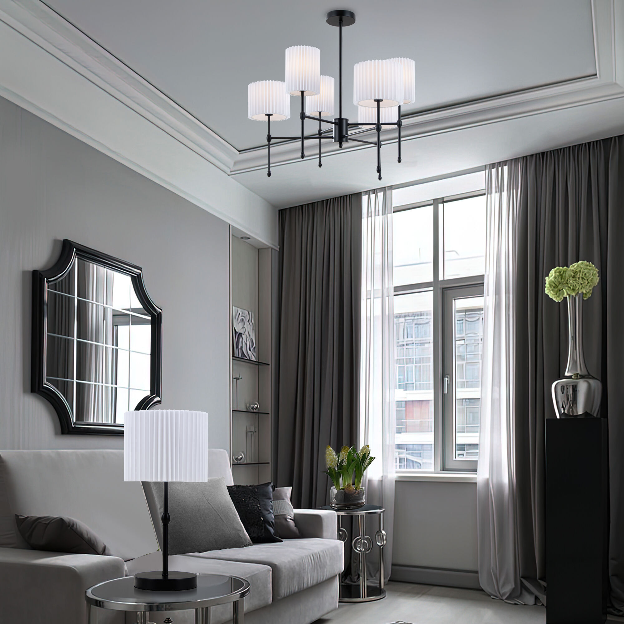 Потолочная люстра с тканевыми абажурами Eurosvet Notturno a065662_EU