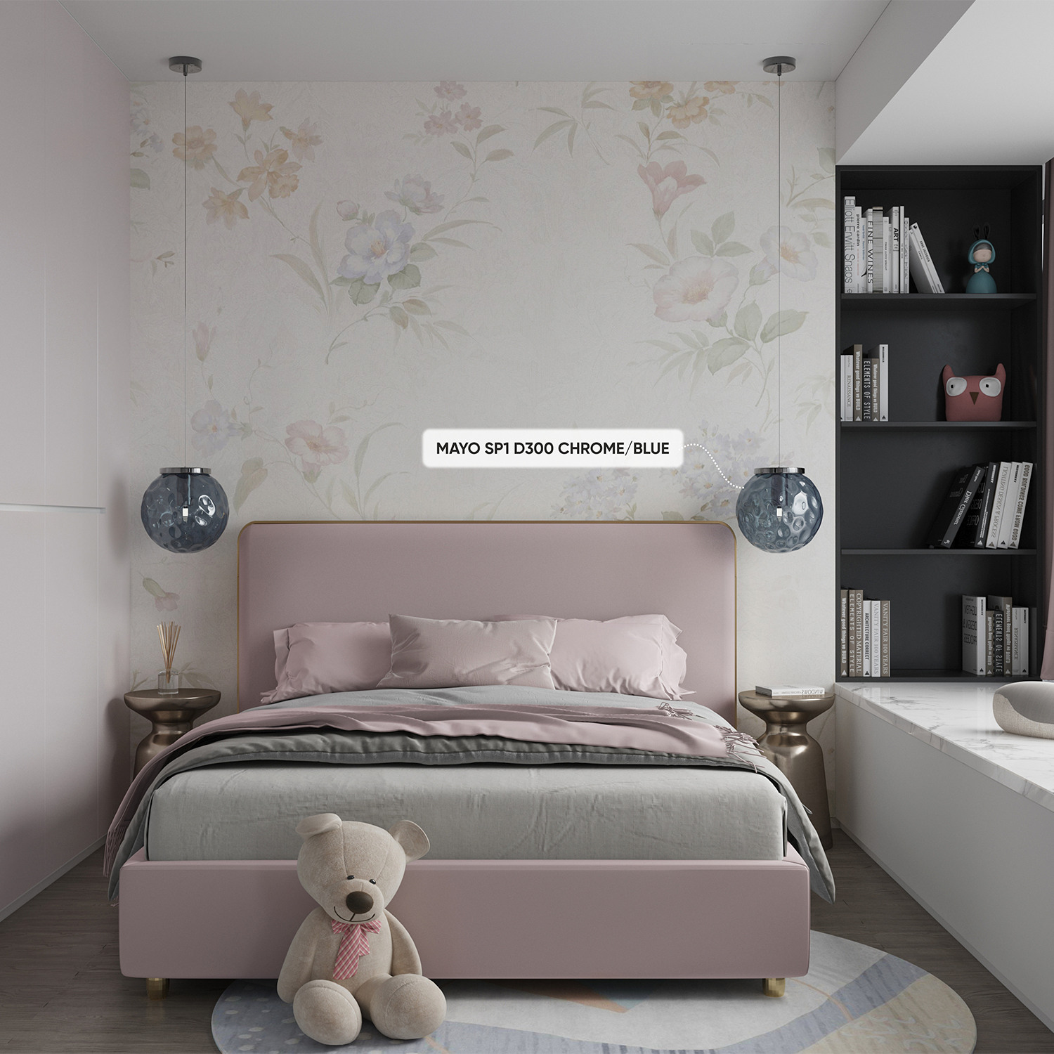 Подвесной светильник Crystallux MAYO MAYO SP1 D300 CHROME/BLUE_CR