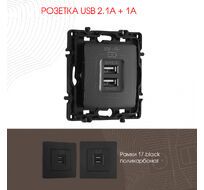 Розетка USB 2.1А+1А Arte Milano 217.46-1.black