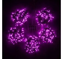 Комплект 5 Розовых Нитей по 20м, 1000 LED, Провод Черный ПВХ, IP54 KDD1000-11-1P