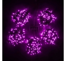 Комплект 5 Розовых Нитей по 20м, 1000 LED, Провод Черный ПВХ, IP54 KDD1000-11-1P