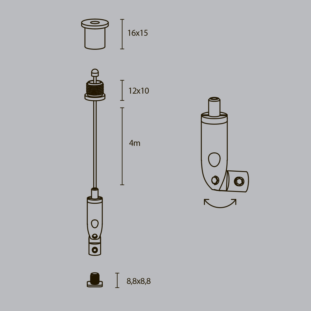 Комплект подвесов для радиусного профиля 4м. Maytoni ALM-3535R-P-4M_MY
