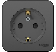 Розетка накладная с заземлением и шторками (антрацит) Systeme Electric BLNRA111116