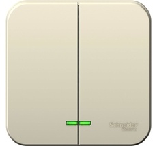 Выключатель накладной двухклавишный с подсветкой (молочный) Systeme Electric BLNVA065102