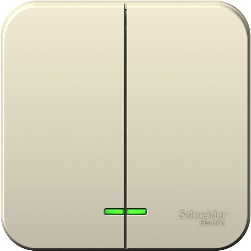 Выключатель накладной двухклавишный с подсветкой (молочный) Systeme Electric BLNVA065102