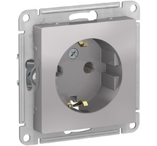 Розетка встраиваемая с заземлением (алюминий) Systeme Electric ATN000343