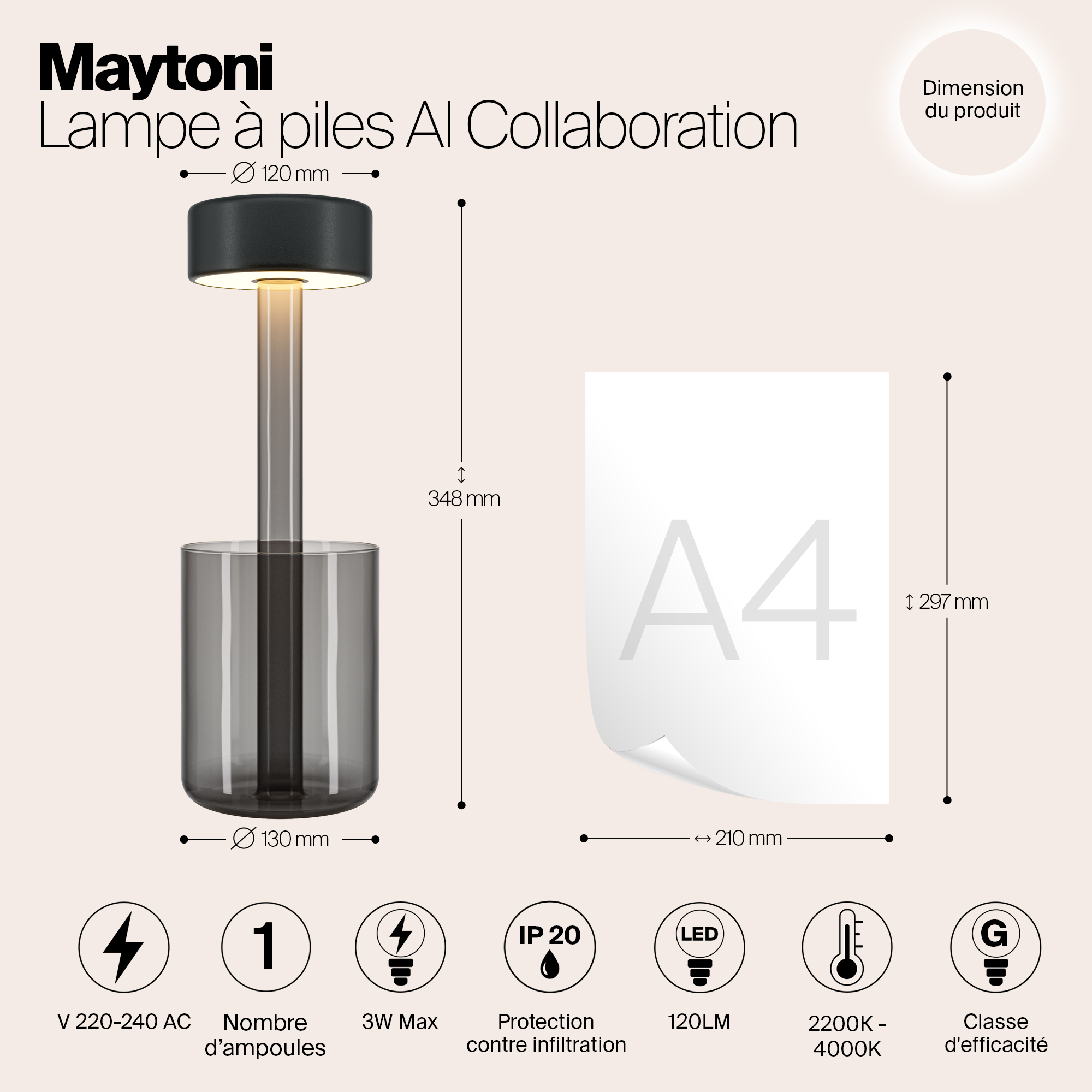 Настольная лампа аккумуляторная Maytoni AI Collaboration MOD229TL-L3B3K3_MY