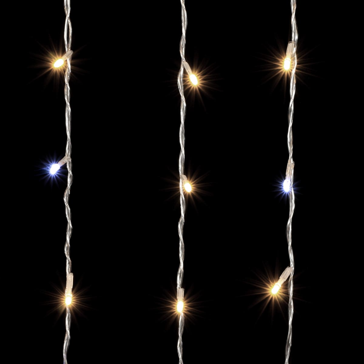 Гирлянда Занавес 2 x 3 м Тепло-Белый с Мерцанием Белого Диода 220В, 600 LED, Провод Прозрачный ПВХ, IP54 PCL602BLW-10-2WW