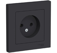 Розетка встраиваемая без заземления (карбон) Systeme Electric ATN001040