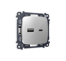 Розетка Ambrella Volt OMEGA 2USB A+C 20W быстрая зарядка QUANT MO411010_AMB