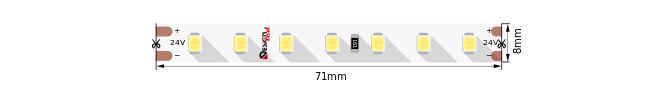Лента светодиодная LUX, 2835, 98 LED/м, 10 Вт/м, 24В, IP33, Теплый белый (3000K) 00-00012708_SW