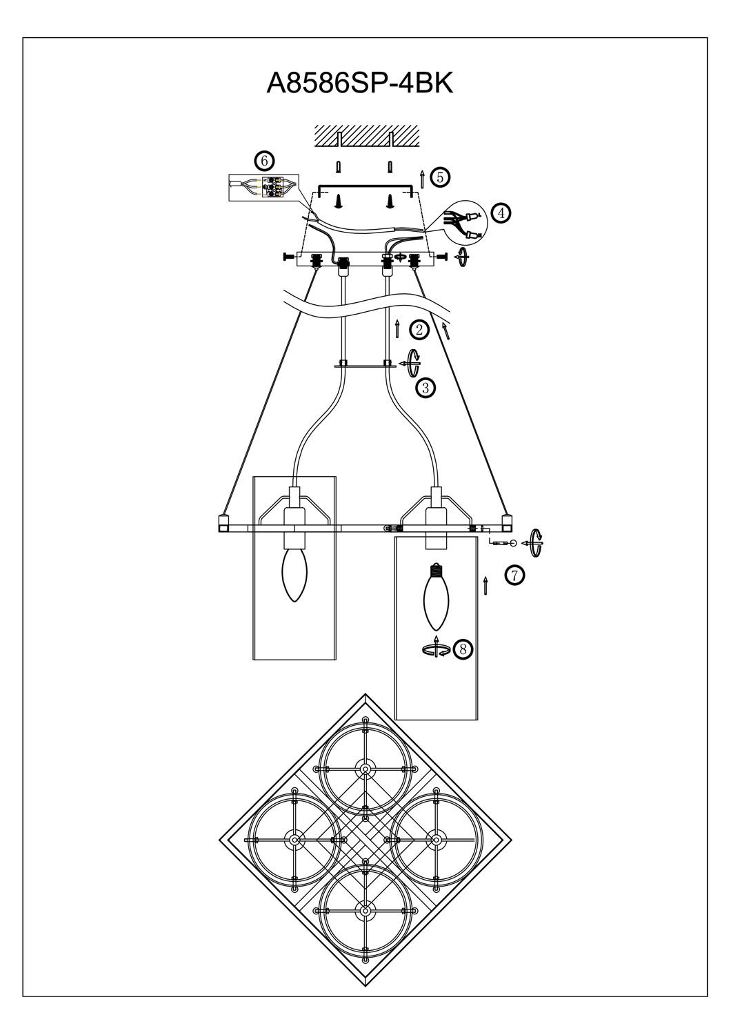 Подвесная люстра ArteLamp PIATTO A8586SP-4BK