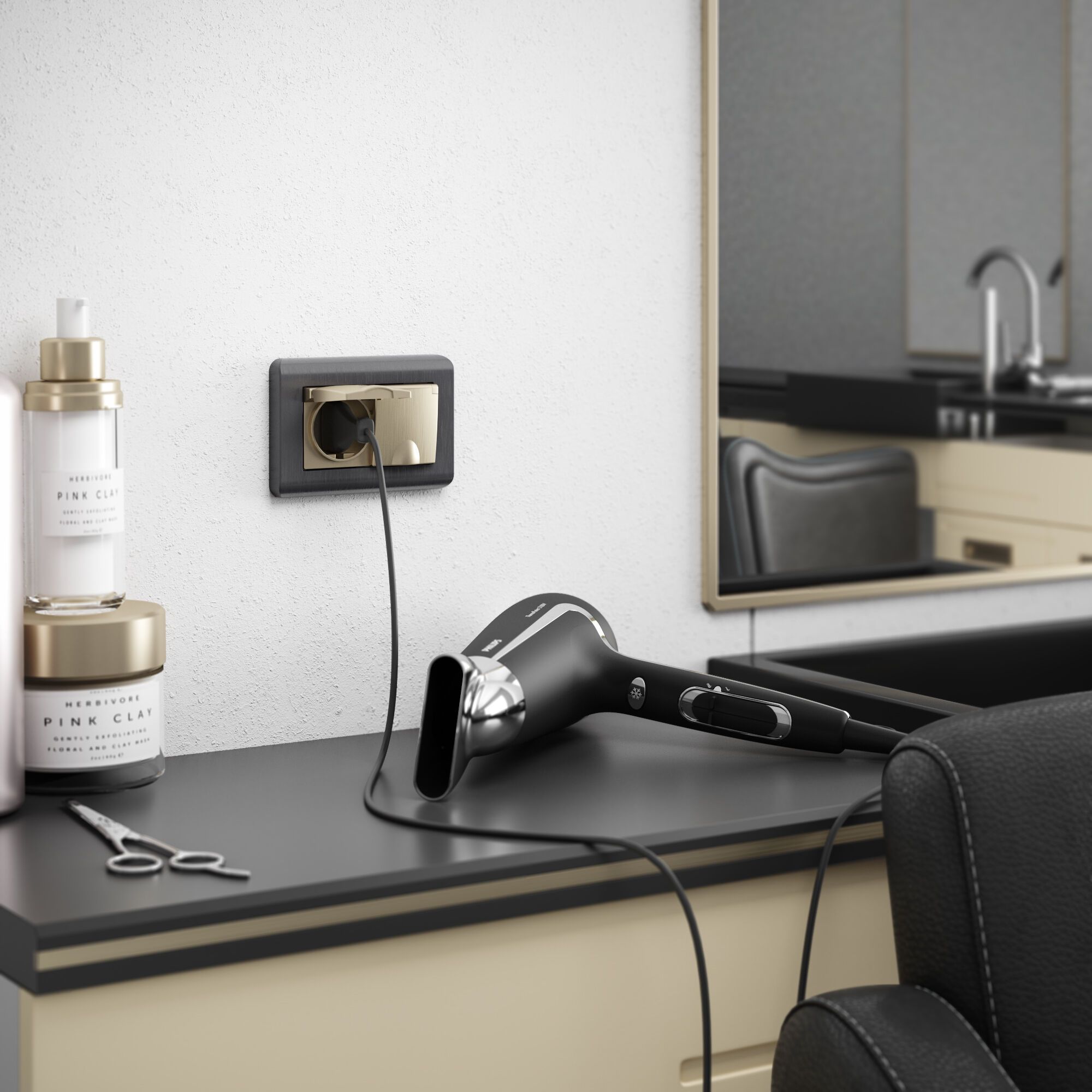 Розетка двойная влагозащ. с зазем. с защит. крышками и шторками Vintage a057287_WR