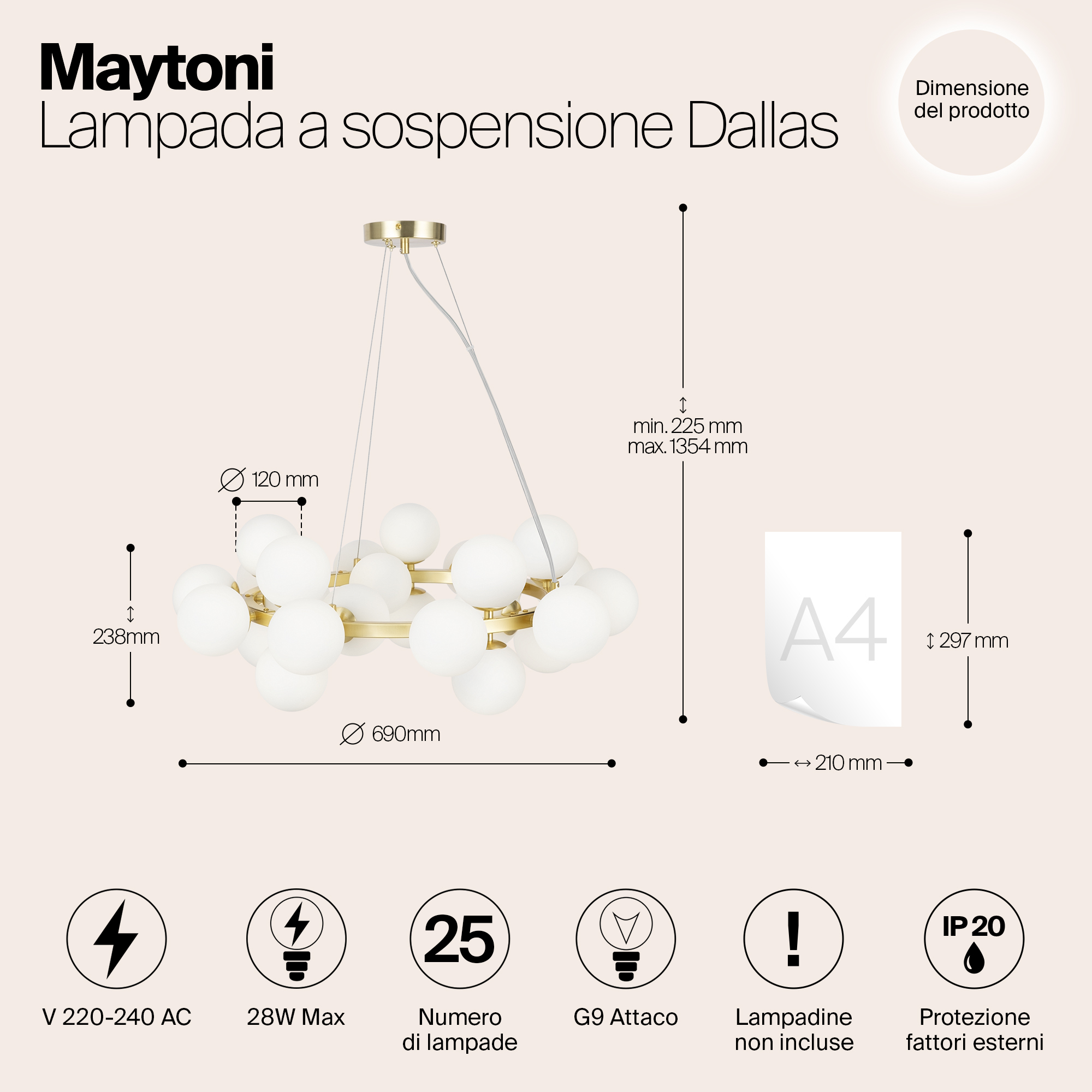 Подвесная люстра Maytoni Dallas MOD545PL-25BS_MY