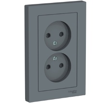 Розетка встраиваемая двойная без заземления со шторками (грифель) Systeme Electric ATN000722