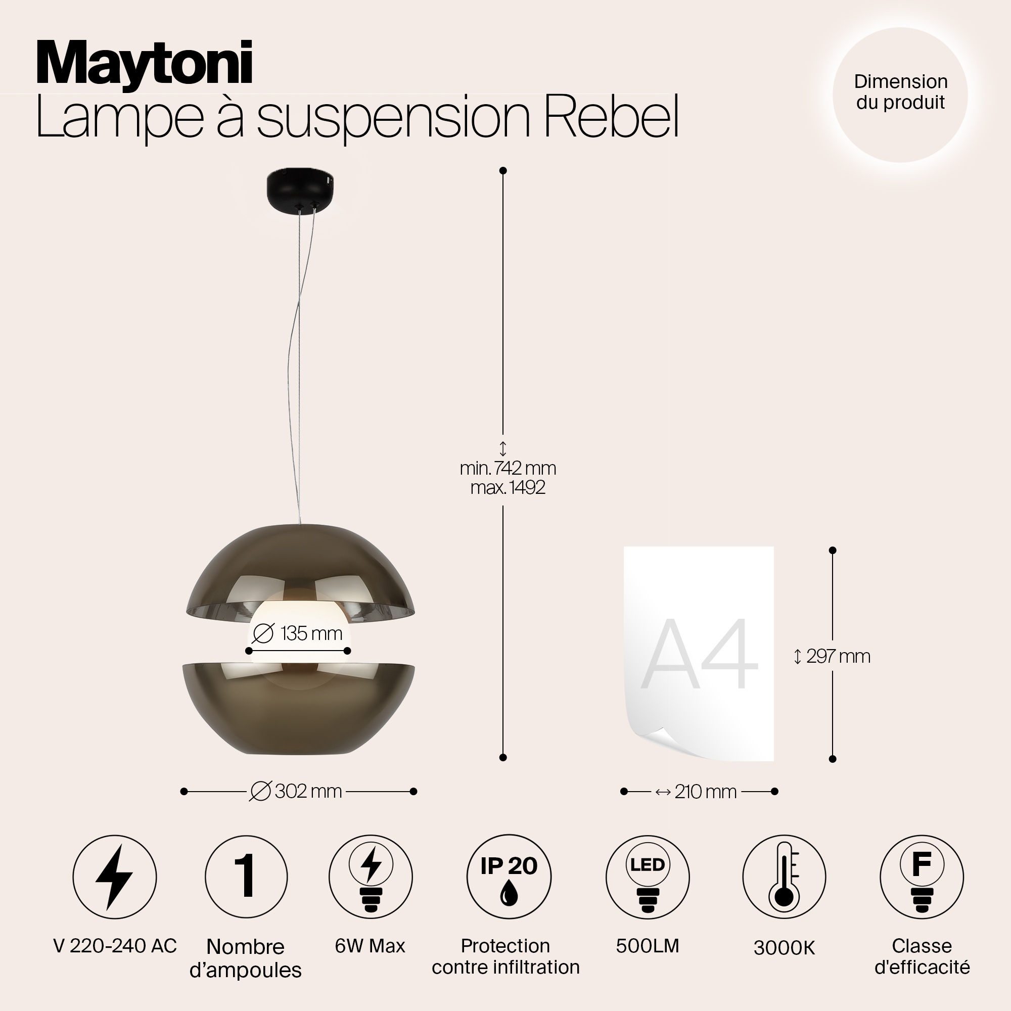 Подвесной светильник Maytoni Rebel MOD322PL-L6G3K_MY