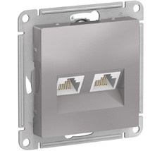 Розетка встраиваемая двойная Ethernet RJ-45 (алюминий) Systeme Electric ATN000385