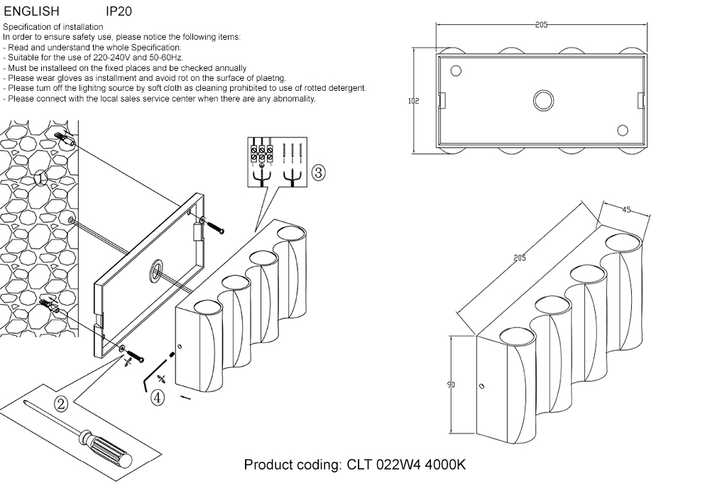 Настенный светильник Crystallux CLT 022 CLT 022W4 BL 4000K_CR
