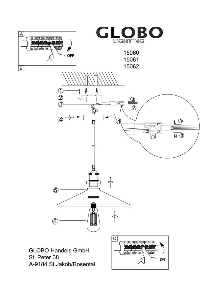Подвесной светильник Globo Knud 15060_GL
