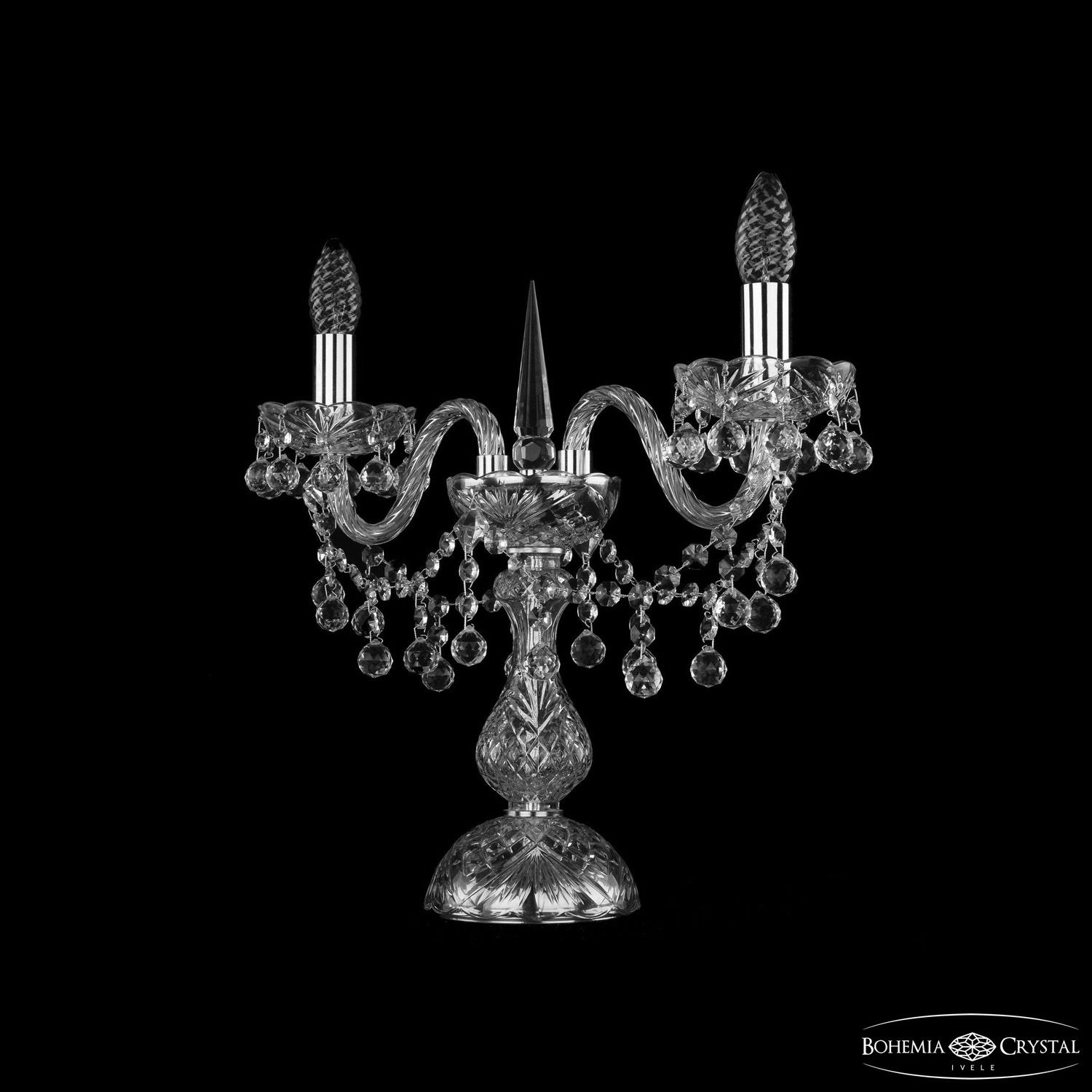 Настольная лампа Bohemia Ivele Crystal 1409L/2/141-39 Ni, цвет никель 1409L/2/141-39 Ni - фото 1