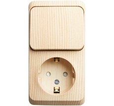 Розетка накладная с заземлением с одноклавишным выключателем (сосна) Systeme Electric BPA16-201D