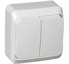Выключатель накладной двухклавишный с подсветкой (белый) Systeme Electric BA10-006B