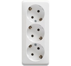 Розетка накладная тройная с заземлением (белый) Systeme Electric PA16-011B