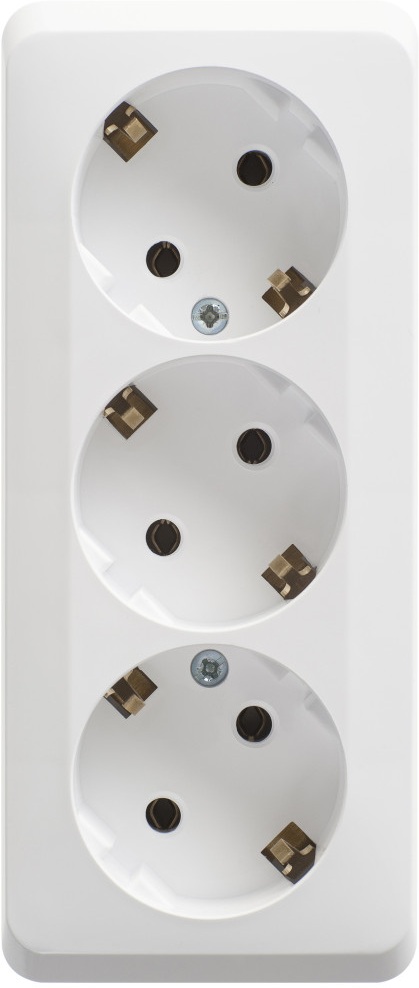 Розетка накладная тройная с заземлением (белый) Systeme Electric PA16-011B