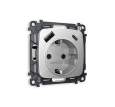 Розетка Ambrella Volt OMEGA 2USB A+C 20W быстрая зарядка с заземлением и шторками 2P+E 16A-250V QUANT MO410010_AMB