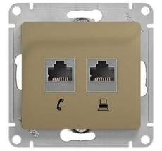 Розетка встраиваемая телефонная RJ-11 + Ethernet RJ-45 (титан) Systeme Electric GSL000485