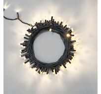 Гирлянда Нить с Колпачком 10м Тепло-Белая 220В, 100 LED, Провод Черный ПВХ, IP65 LTC PST100CAP-11-2WW