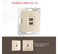 Розетка USB 2.1А+1А Arte Milano 206.46-1.shampan